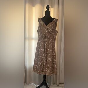 Elegant Brown Polka Dot Midi Dress